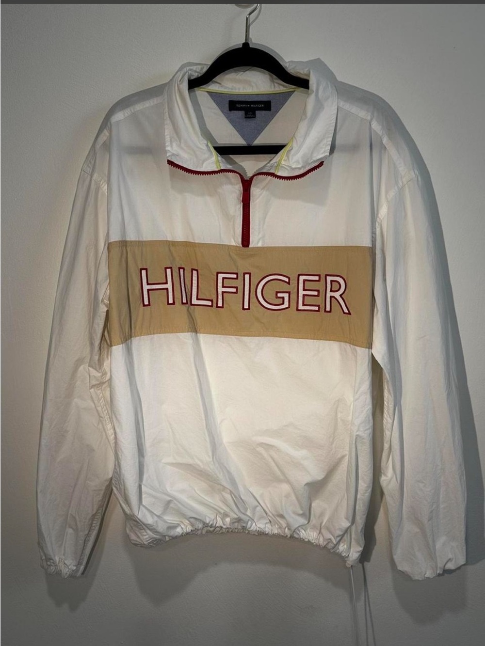 Tommy Hilfiger White & Beige Pullover Windbreaker Jacket